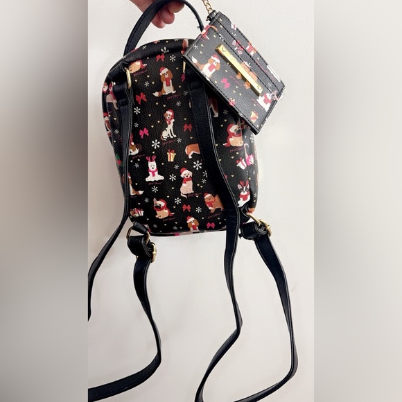 Betsy Johnson Christmas Mini Backpack & Card Case Set French Bulldog 7” x 8” - Picture 4 of 8